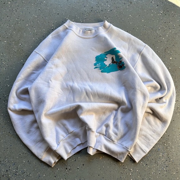 Other - ONEITA Vintage 1980s Alaska Graphic Print Raglan Sweatshirt Ribbed XL USA